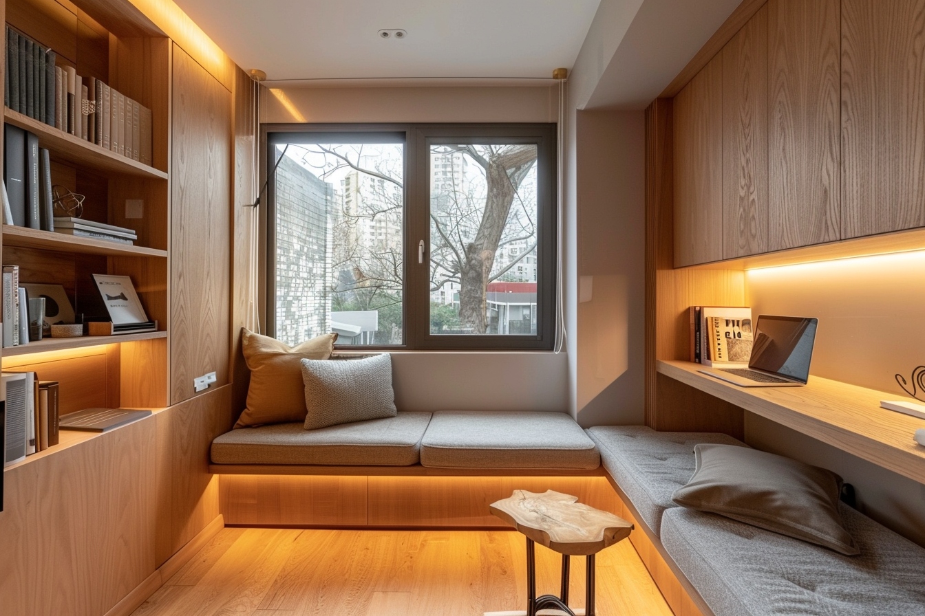 Aménagement astucieux d'un coin bureau fonctionnel dans un petit appartement du Blanc Mesnil